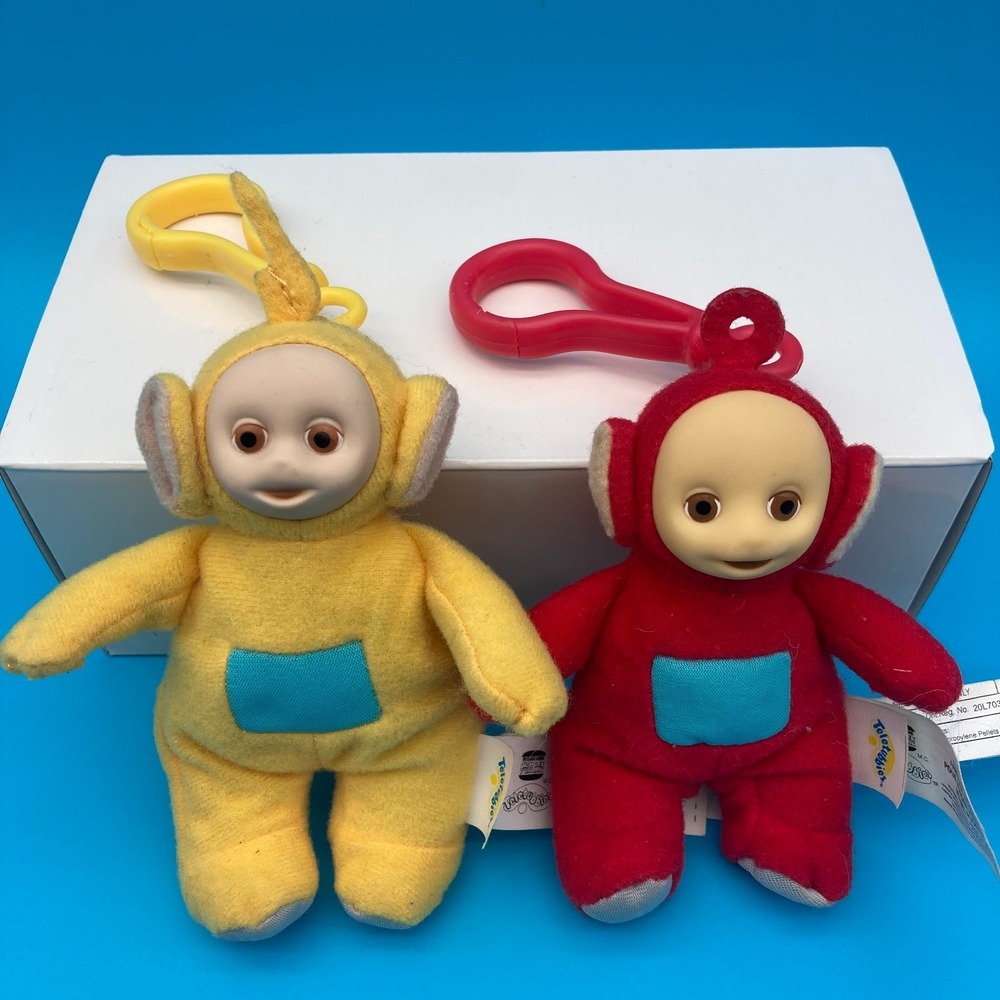 Teletubbies Red Po & Yellow Laa-Laa Burger King Kid's Club Bag Charm Plush 4"